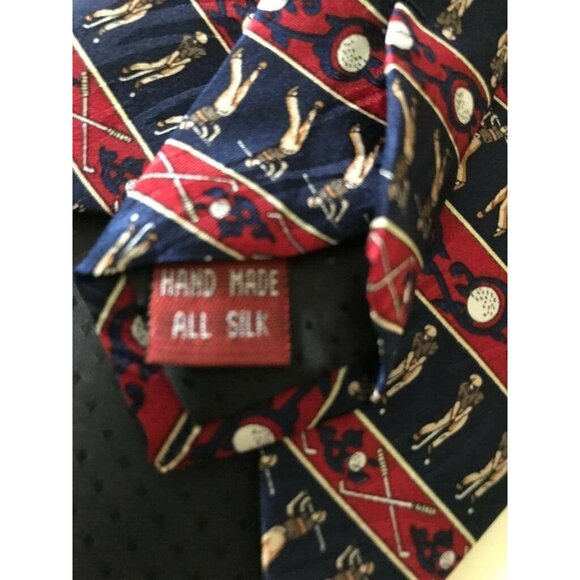 100% Silk Museum Artifacts Novelty Golfers Golf Sports Mens Tie - Picture 3 of 4